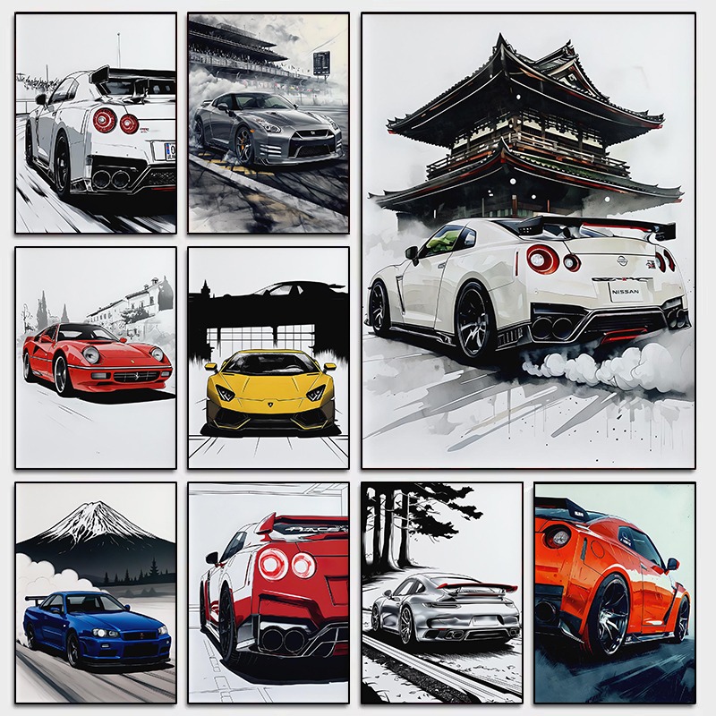 Luxury Lifestyle Japan - 일본식 Supercar 벽 아트 포스터 현대