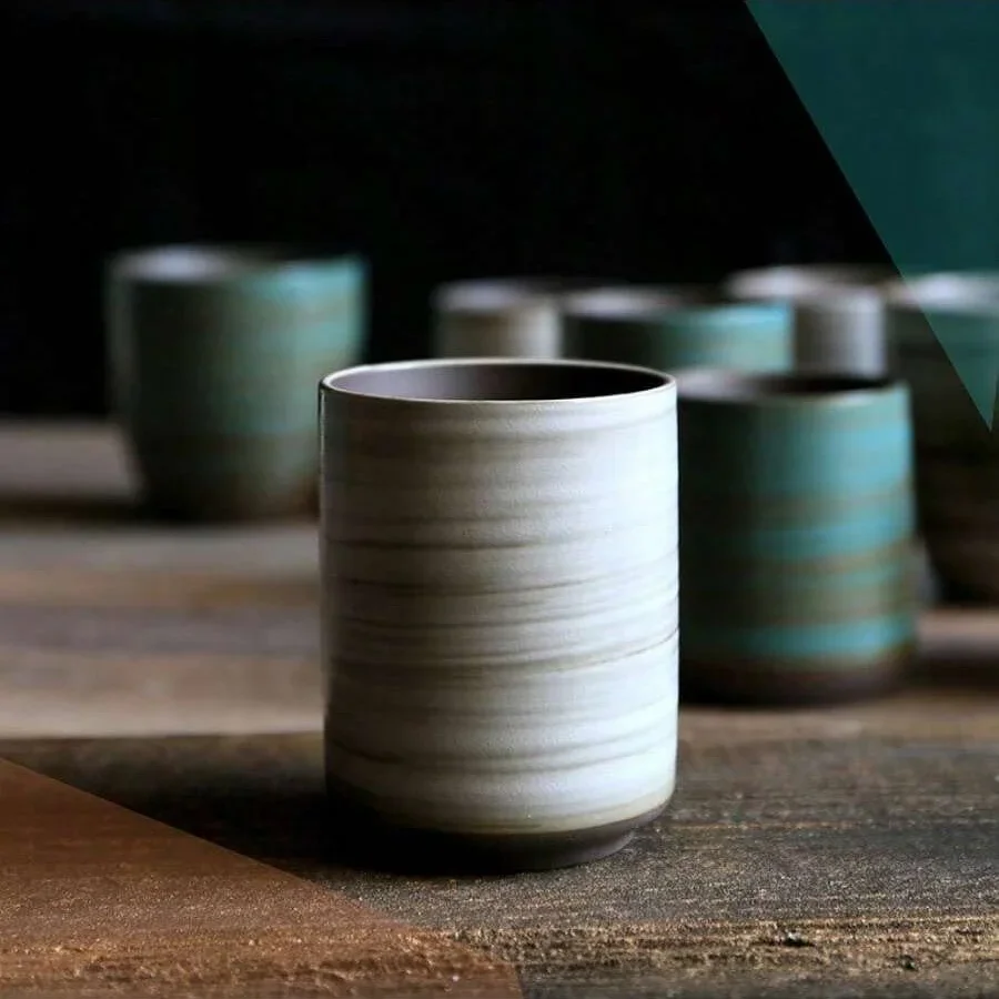 Handmade Ceramic Mug - 손으로 그린 ​​Crackle Glaze 석기 머그잔,