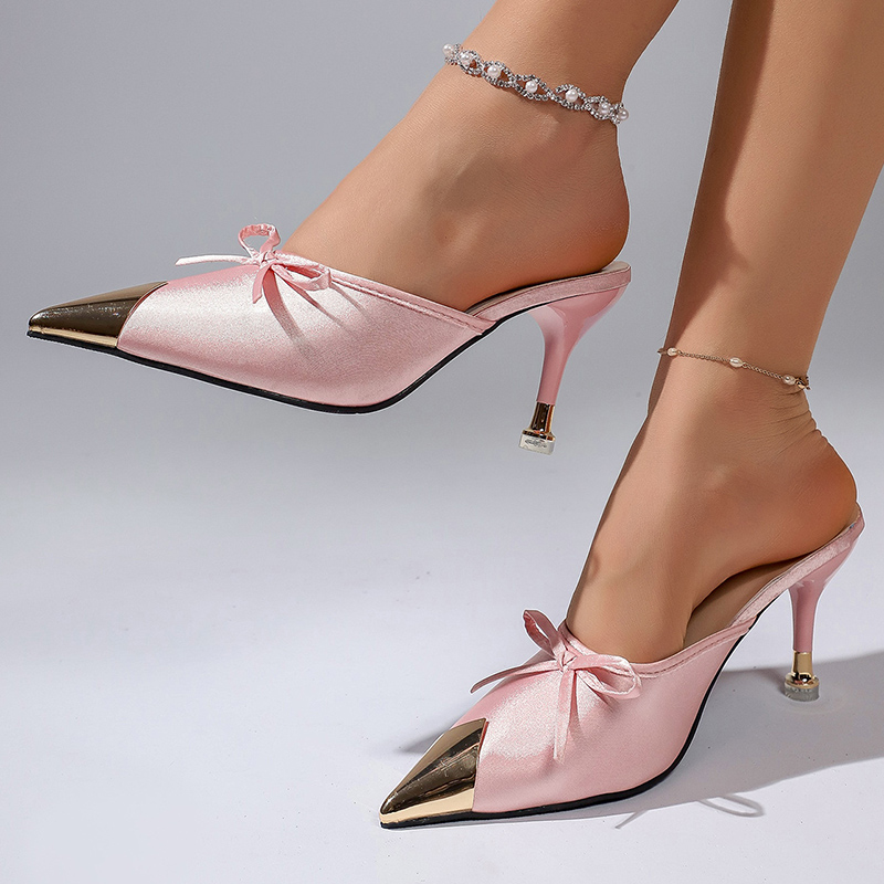 보타이 장식 핑크 하이힐 샌들 여성 2026 여름 메탈 - Luxury Lifestyle Shoes 리뷰 및 가격