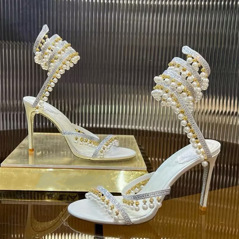 럭셔리 라인스톤 진주 태슬 여성 글래디에이터 샌들 섹시 - Luxury Lifestyle Shoes 리뷰 및 가격